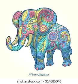 Elephant pastel color ornament ethnic vector illustration, tribal,
tattoo, animal, art, stencil, abstract, design