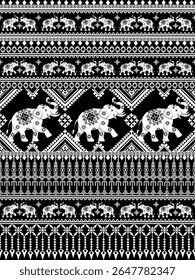 Elephant pattern, black and white design