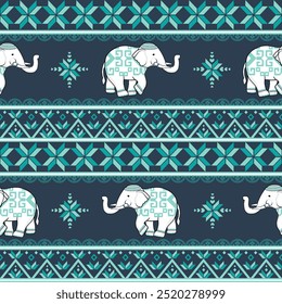 Elephant Pattern - Blue Colors - Animal Style Fabric Pattern - Digital images to download and print. Printable wallpaper, backgrounds, card, book cover and  many projects.
