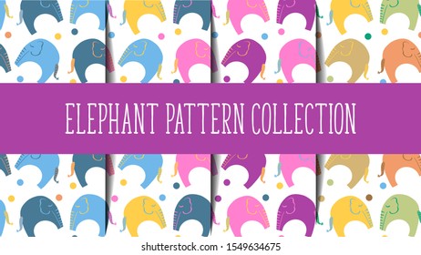 Elephant pattern collection, pinks, blues, neutral colours
