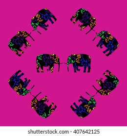 elephant pattern with floral ornament