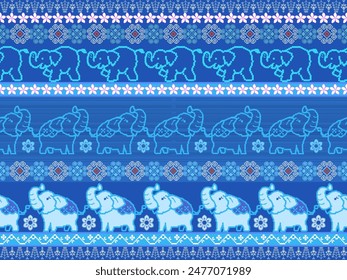 Elephant pattern, geometric pattern fabric
Local fabrics, tiles, carpets, traditional sarongs with seamless patterns using geometric shapes.