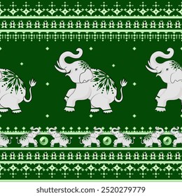 Elephant Pattern - Green Colors - Animal Style Fabric Pattern - Digital images to download and print. Printable wallpaper, backgrounds, book cover and  many projects.