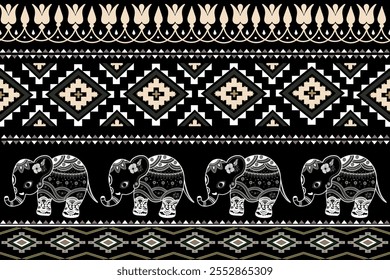 Elephant pattern Indian pattern Navajo tribal vector seamless pattern. Ethnic south western decor style. Boho geometric ornament. Vector seamless pattern. Aztec geometric art ornament print.fabric.