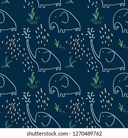elephant pattern line baby child tee illustration art vector 