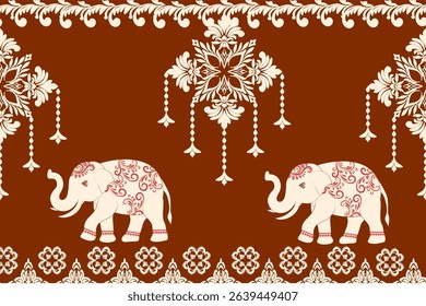 Elephant pattern with mocha mousse background design for pants changes , wallpaper, wrapping, and other design.