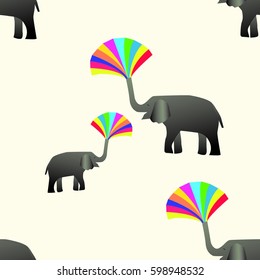 elephant pattern rainbow seamless pattern vector illustration