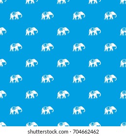 Elephant pattern repeat seamless in blue color for any design. Vector geometric illustration