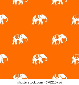 Elephant pattern repeat seamless in orange color for any design. Vector geometric illustration