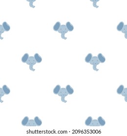 Elephant pattern seamless in freehand style. Head animals on colorful background. Vector illustration for textile prints, fabric, banners, backdrops and wallpapers.