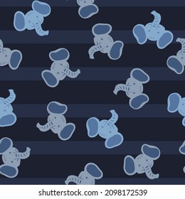 Elephant pattern seamless in freehand style. Head animals on colorful background. Vector illustration for textile prints, fabric, banners, backdrops and wallpapers.