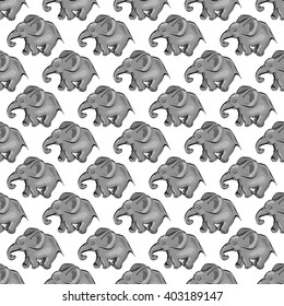 Elephant pattern. Seamless pattern with little elephants. It can be used for children's bed linen, postcards, wallpaper.