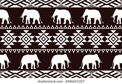 Patrón de elefante. Sin costuras. Rayas blancas, fondo azul. Etnia. Estampados florales, tejidos estampados, pantalones, Lanna.