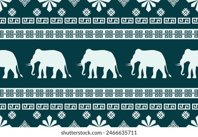 Patrón de elefante. Sin costuras. Rayas blancas, fondo colorido. Etnia. Estampados florales, tejidos estampados, pantalones, Lanna.
