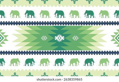 Elephant pattern. Seamless. White stripes, blue background. Ethnicity. Floral patterns, printed fabrics, pants, Lanna.
