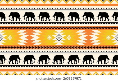 Elephant pattern. Seamless. White stripes, blue background. Ethnicity. Floral patterns, printed fabrics, pants, Lanna.