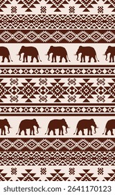 Elephant pattern. Seamless. White stripes, colorful background. Ethnicity. Floral patterns, printed fabrics, pants, Lanna.