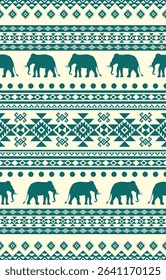 Elephant pattern. Seamless. White stripes, colorful background. Ethnicity. Floral patterns, printed fabrics, pants, Lanna.