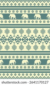 Elephant pattern. Seamless. White stripes, colorful background. Ethnicity. Floral patterns, printed fabrics, pants, Lanna.