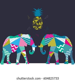 Elephant pattern vector illustration.