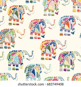 Elephant pattern. Vector seamless pattern with an abstract elephant.