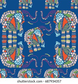 Elephant pattern. Vector seamless pattern with an abstract elephant.
