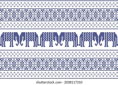 Elephant patterned fabric on silk of Thailand. vector illustrator texture