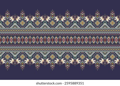 Elephant pattern,geometric ethnic oriental pattern,vector illustration,elephants floral embroidery,Aztec style,abstract background,Thai pattern.design for texture,fabric,clothing,decoration,print 