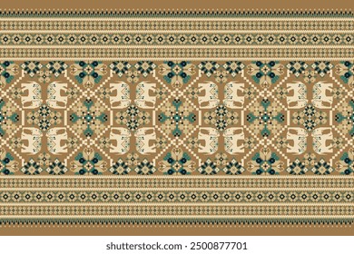 Elephant pattern.thai background vector illustration.geometric ethnic oriental pattern traditional,Aztec style,abstract background.thai fabric.design for texture,fabric,clothing,decoration,sarong,rug.