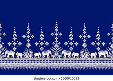 Elephant pattern.thai background vector illustration.geometric ethnic oriental pattern traditional,Aztec style,abstract background.thai fabric.design for texture,fabric,clothing,decoration,sarong.