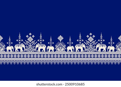 Elephant pattern.thai background vector illustration.geometric ethnic oriental pattern traditional,Aztec style,abstract background.thai fabric.design for texture,fabric,clothing,decoration,sarong
