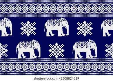 Elephant pattern.thai background vector illustration.geometric ethnic oriental pattern traditional,Aztec style,abstract background.thai fabric.design for texture,fabric,clothing,decoration,sarong.