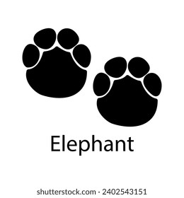 Elephant paw print black isolate on white background .African animal vector illustration, wild animal doodle style for different design uses , book, banner , flayer or fabric pattern.