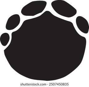 Elefant Pfote einfache Silhouette Vektorgrafik. Ein isoliertes, wildes Elefantenfußschrittsymbol. Großes, handgezeichnetes grafisches Symbol für die Fußspur eines Säugetiers. Afrika Safari Tier flachen Vektormuster verfolgt.