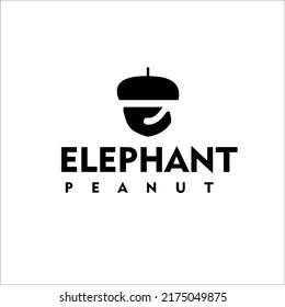 Elephant and peanut logo design. template flat logotype. Negative space logo. Thailand logo specialist business, manufacture, Vintage