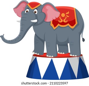 Elephant performance standing on stage illustration