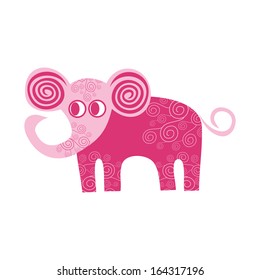 Elephant pink vector illustration