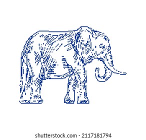 Elephant pixel art. 8bit Animal vector. 8 bit Old video game graphics