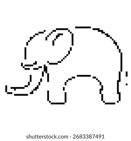 elephant pixel icon, 8-bit. Isolated vector illustration.