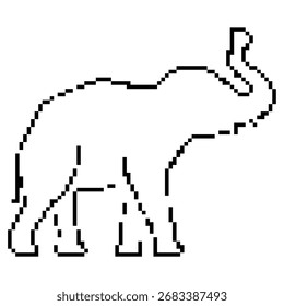 elephant pixel icon, 8-bit. Isolated vector illustration.
