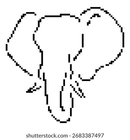 elephant pixel icon, 8-bit. Isolated vector illustration.