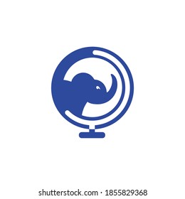 Elephant planet vector logo design. Elephant and the globe icon design.
