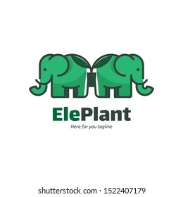 Elephant and plant icon, logo for current drink, tea and milk logos