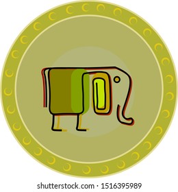 Elephant plate, illustration, vector on white background.