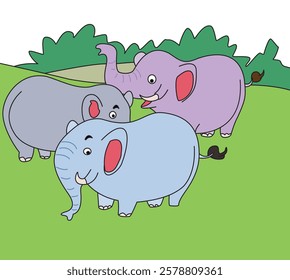 A elephant playing playing, illustration
