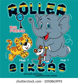 elephant playing scooter,vector illustration