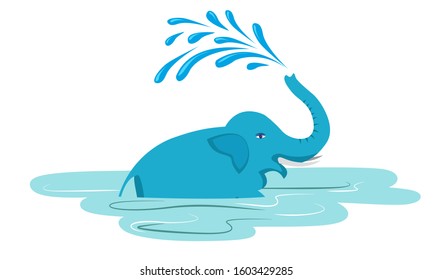 elephant playing in water vector