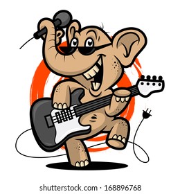 Elephant plays guitar