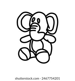 Elephant Plush Doll Isolated Icon, Vector Illustration