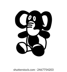 Elephant Plush Doll Isolated Icon, Vector Illustration